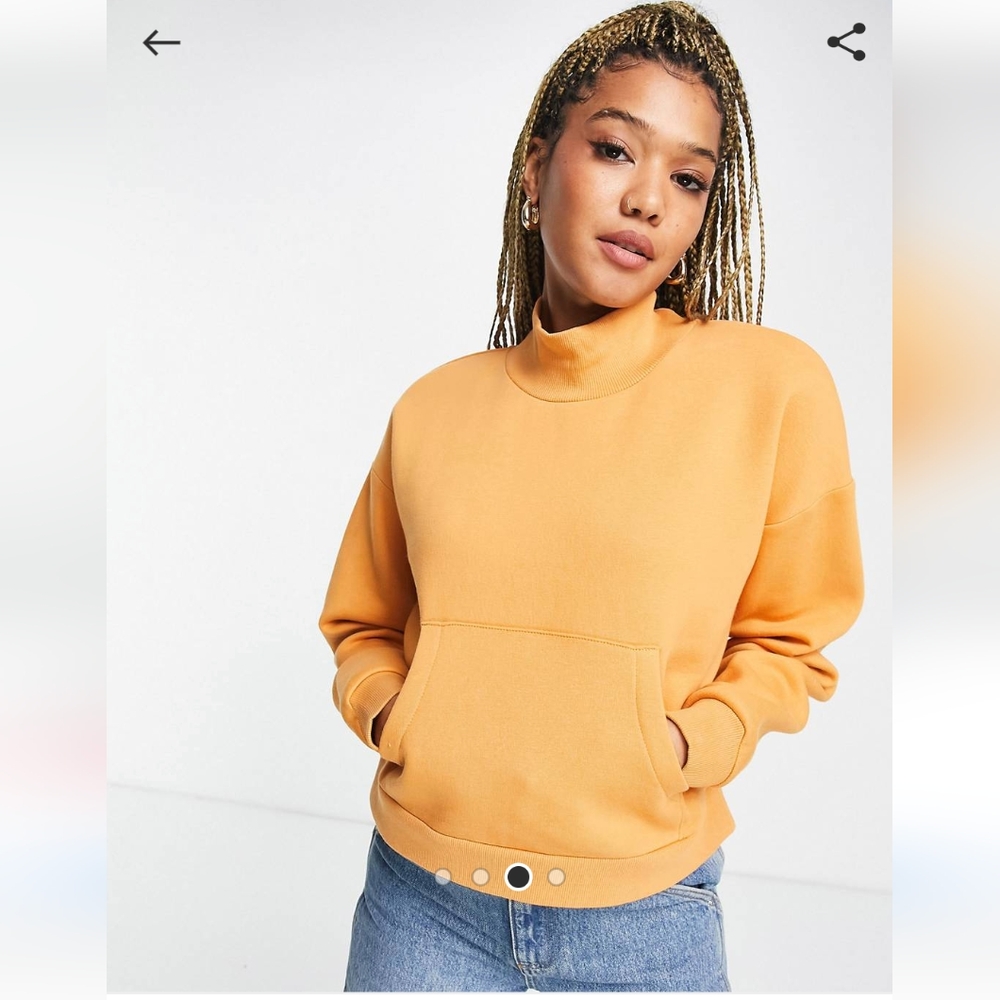 Chelsea Peers Cropped Mock Neck Sweatshirt in Burnt Orange
